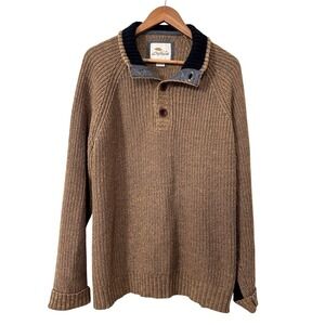 VTG Bob Timberlake Chunky Knit Sweater L Tan Button Gorpcore Cabin Bass Pro Shop